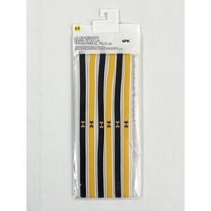 ⁠New Under Armour Women Mini Elastic Headbands Non Slip Black Yellow Gold 6 Pack